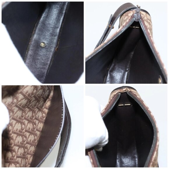 Christian Dior Trotter Canvas Shoulder Bag Gold Brown - Picture 14 of 15